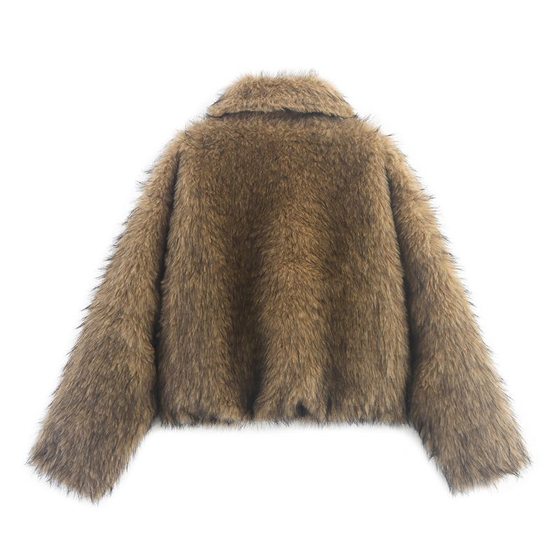 Giacca in pelliccia sintetica – Cappotto corto oversize con colore sfumato (XS/S/M/L)_voghion.com