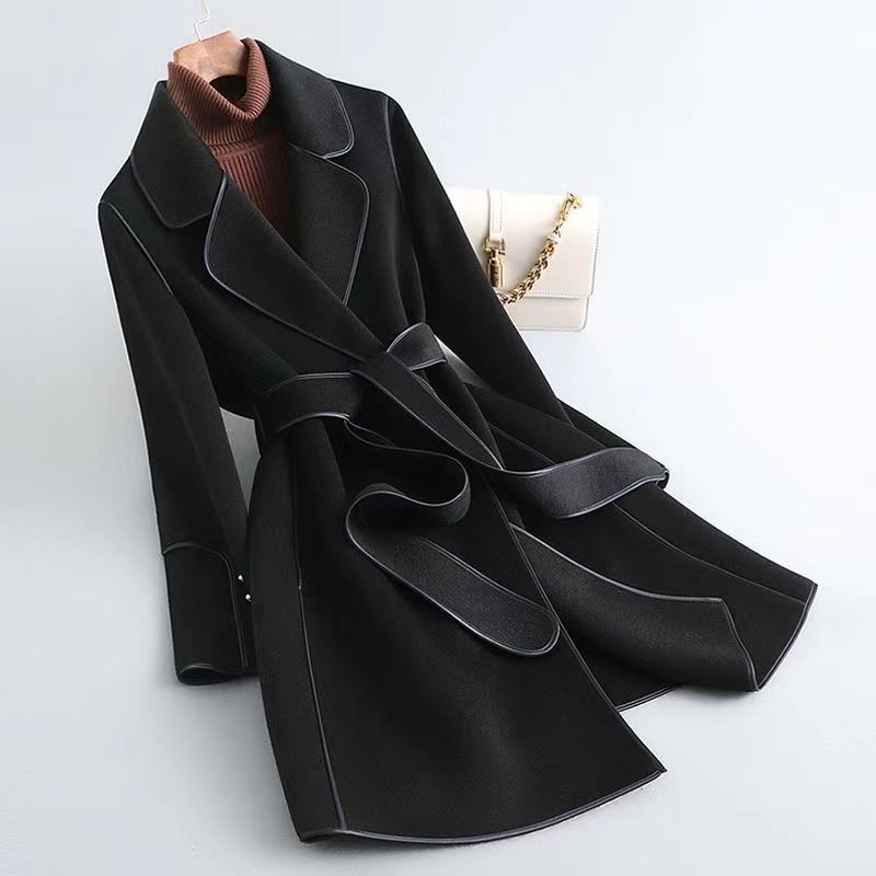 Ropa de mujer Otoño e invierno nuevo abrigo de lana de doble cara delgado grueso medio y largo_voghion.com