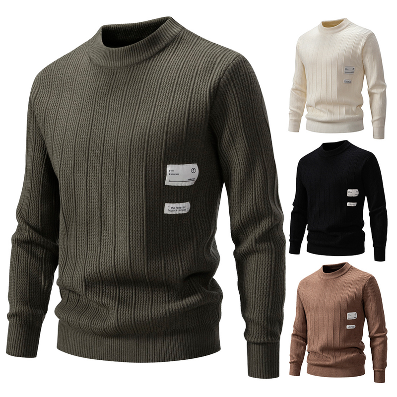 2023 new winter men's slim round neck sweater versatile warm pullover sweater bottoming shirt _voghion.com