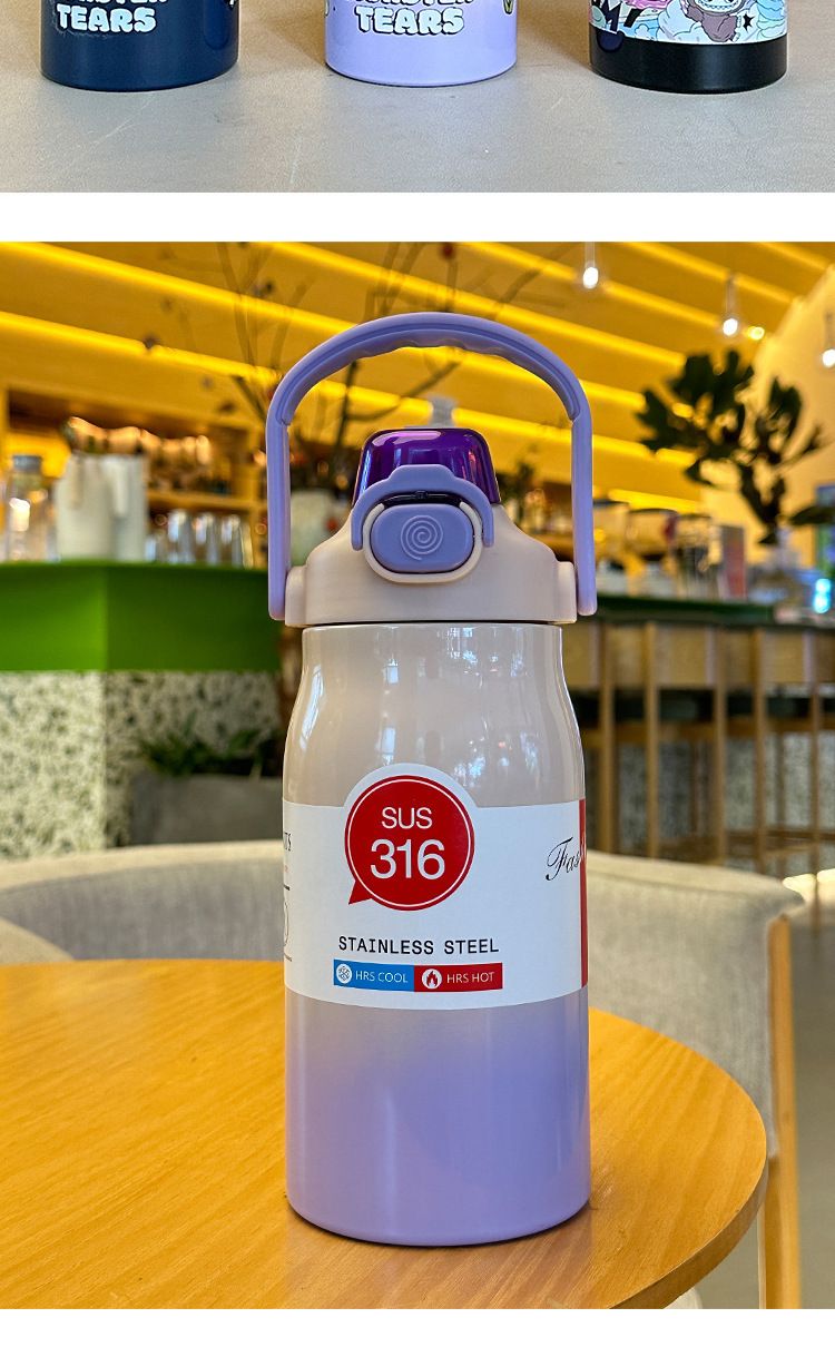 Nuova tazza per acqua con cannuccia isolata e carina con cartoni animati 3D sfumati per studenti, con elevata bellezza e grande capacità, portatile per lo sport_voghion.com