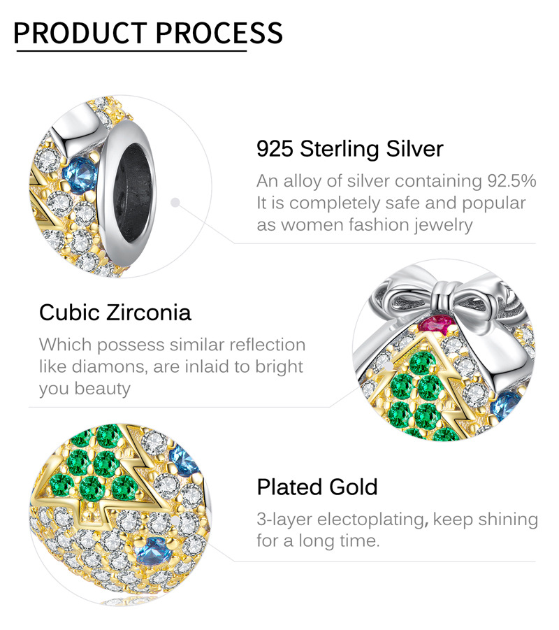 Ciondolo fai da te, palline di Natale scintillanti, perline natalizie, collana di perline in argento, bracciale, accessori fai da te_voghion.com