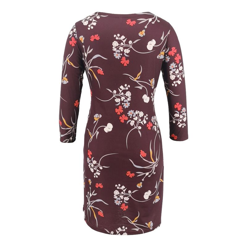 2024 Pregnant Women's Multi Color Printed Deep V-Neck 3/4 Sleeves Cross Breastfeeding Party Dress_voghion.com