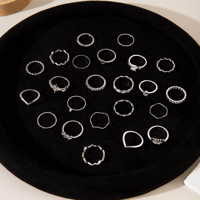 Fashion Geometric Oil Drop Flower Joint Stacking Set Eye Inlaid Diamond Ring For Women_voghion.com