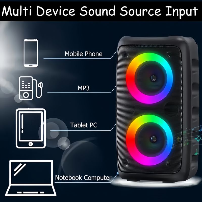 Karaoke Radio FM Bluetooth Speaker Portable Wireless With Microphone Lamp Machine Caixa De Som Sound Box Music Subwoofer LED TWS_voghion.com