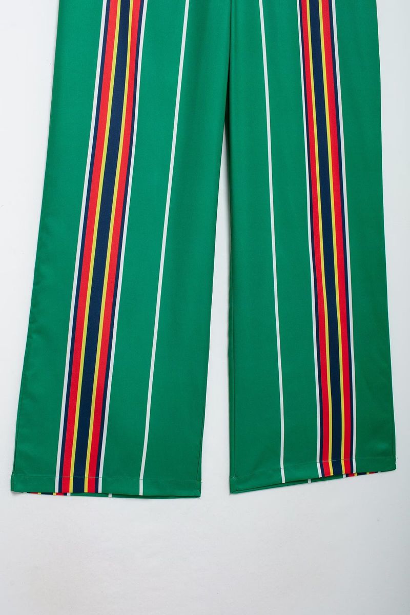 Abbigliamento donna autunno e inverno 2024 nuovo articolo posizionamento pantaloni a gamba dritta stampati a righe_voghion.com