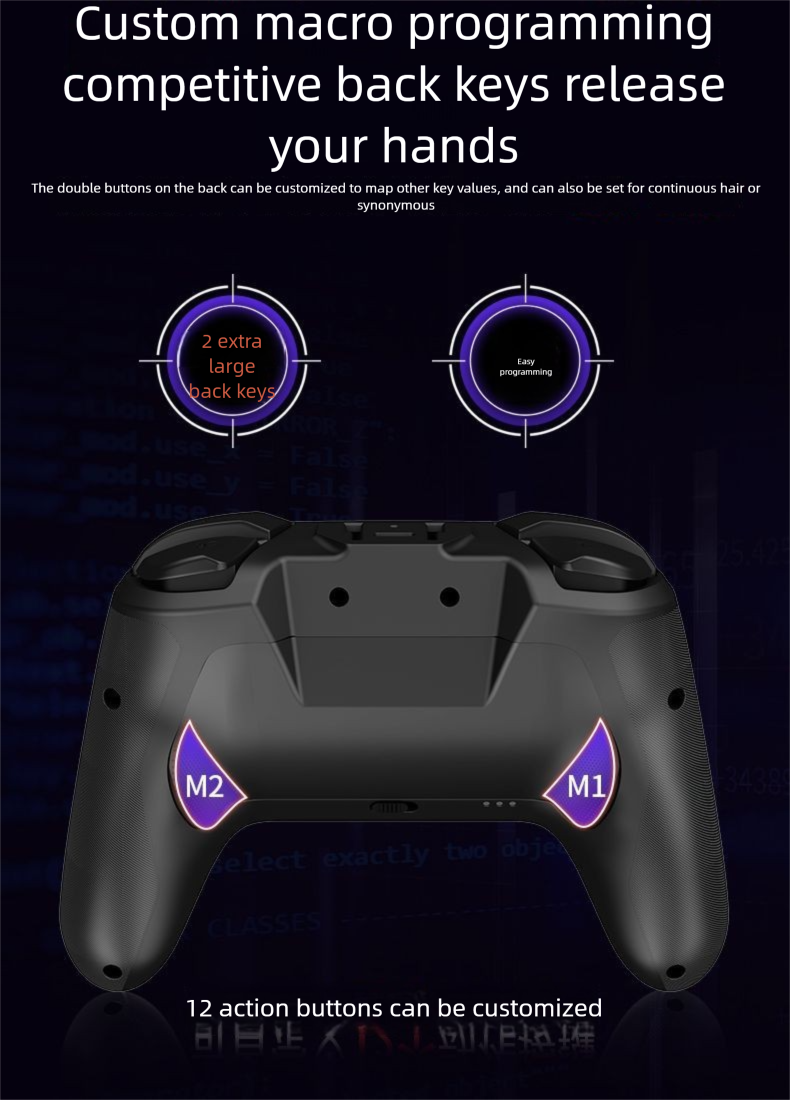 Langming V8 Wireless Computer Game Controller With Motion Sensing, Vibration, Gyroscope, Hall Joystick For PC, Mobile,_voghion.com