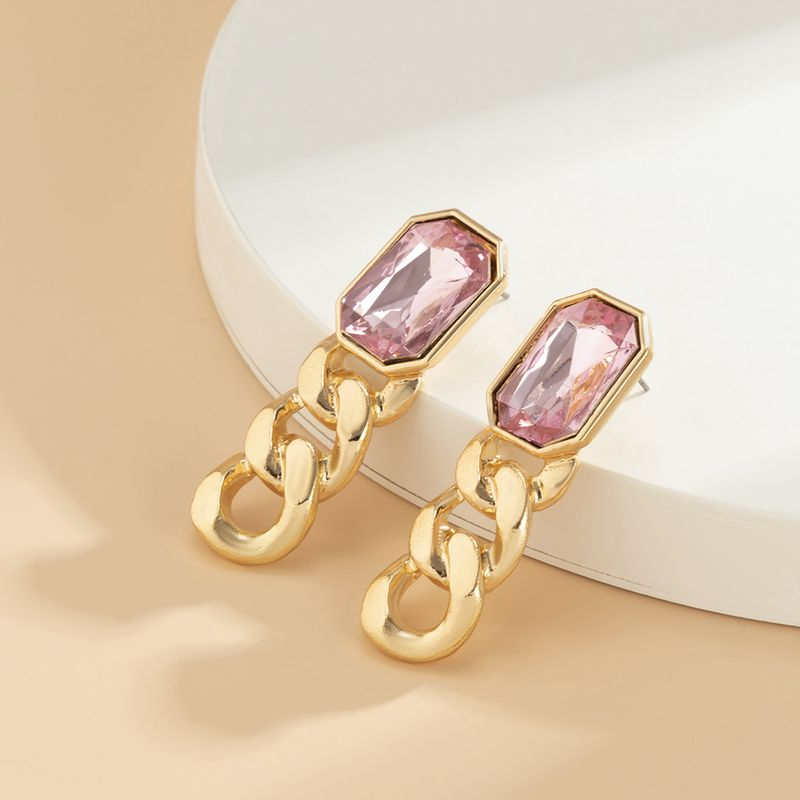 Yamaler 1 Paar baumelnde Quastenkette, quadratische Form, Kunstedelstein, hohle Ohrringe für Party_voghion.com