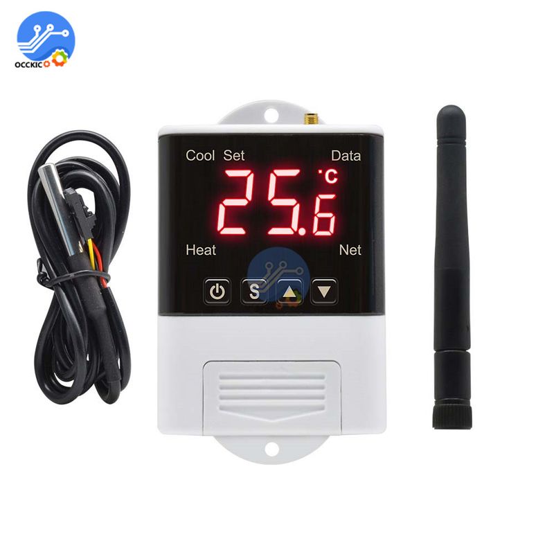 Termostato regolatore di temperatura Wi-Fi wireless AC110-220V DS18B20 sensore NTC display digitale controllo APP per casa intelligente_voghion.com
