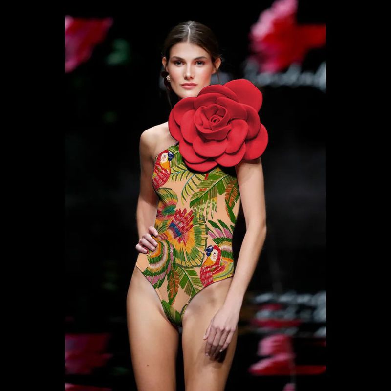 Maillot de bain une pièce sexy à imprimé floral 3D pour femme - Blanc uni_voghion.com