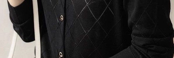 Tidlig høst vestlig stil, avslappet løs strikkekardigan i europeiske varer, aldersreduserende eksklusivt design, diamantgitterlang_voghion.com