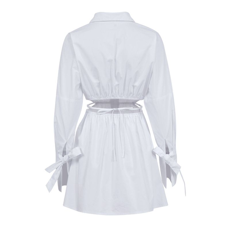 Gonna da pendolare con lacci e design a maniche lunghe con vita cava da donna_voghion.com