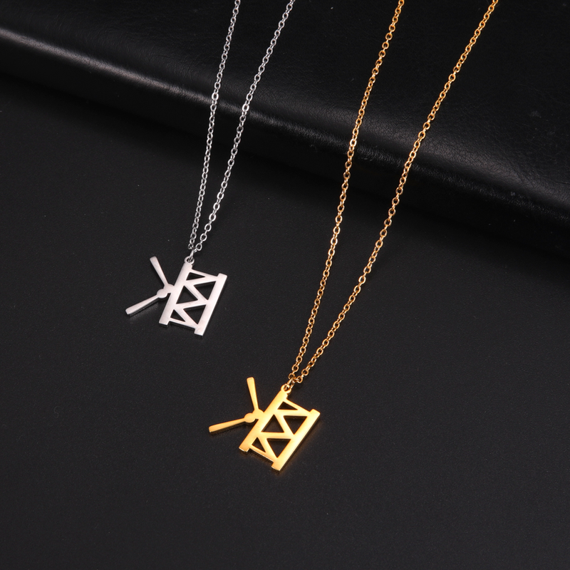 Skyrim pendant male and female music notes, stainless steel, gold, microphone, accordion, necklace, jewelry, gifts_voghion.com
