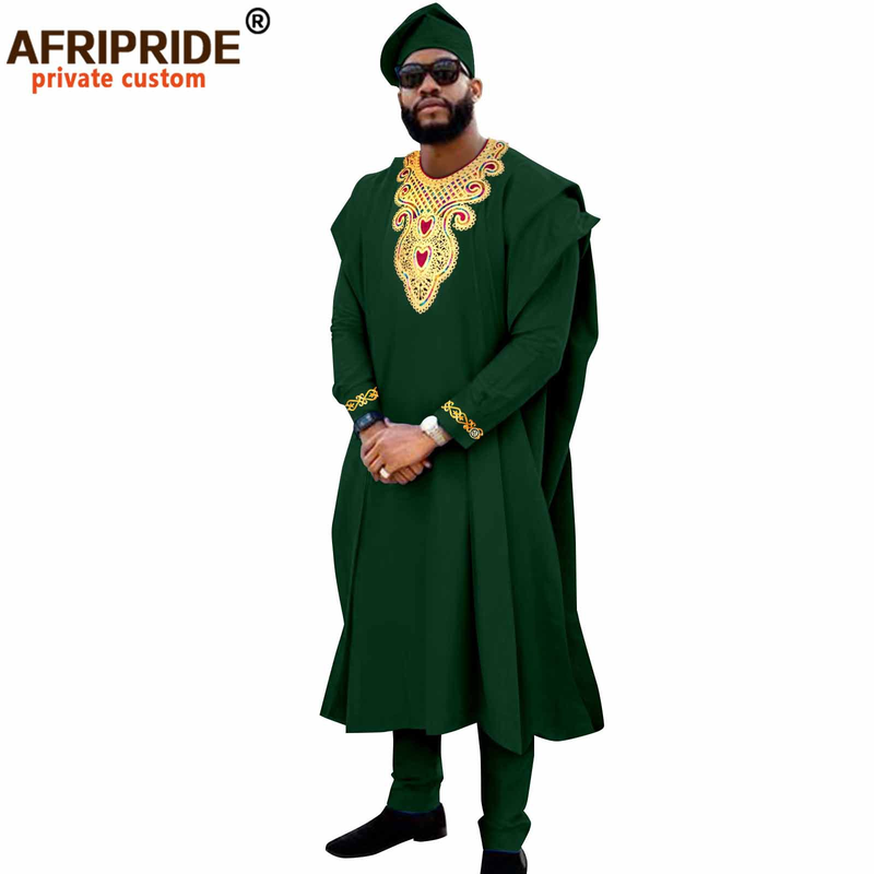 Herrenbekleidung Afrika Herren-L-Kleid, vierteiliges Set, Mantel + Oberteil + Hose + Hut_voghion.com