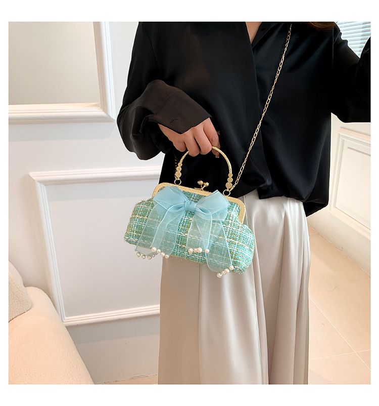Women's simple gentle handbag 2023 spring and summer new style elegant shoulder messenger bag chain bag women's bag_voghion.com