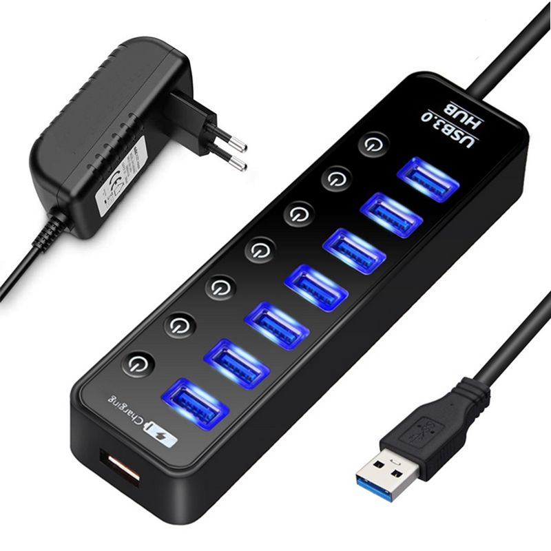 Hub 3.0 Multi 5 Gbps ad alta velocità 7+1 per ricarica di telefoni cellulari, splitter per porte USB per adattatori per laptop, accessori per computer_voghion.com