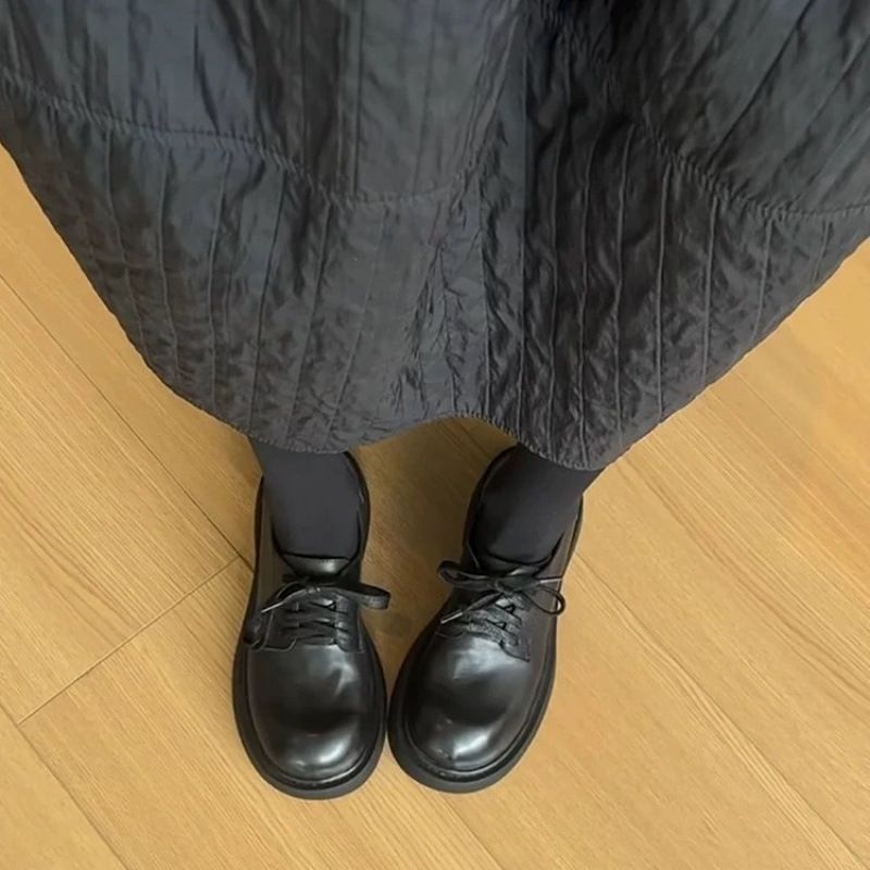 2025 Soft Thick Soled Small Leather Women's British Style Spring And Autumn New Lace Up Single Shoes, Derby Le Fu Shoes_voghion.com