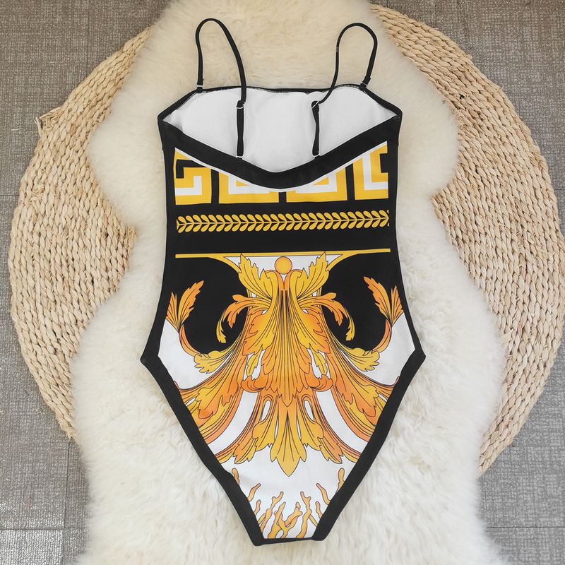 Women's Clothing Triangle One Piece Swimsuit New Tube Top Retro Printed Skirt Two Piece Suit_voghion.com