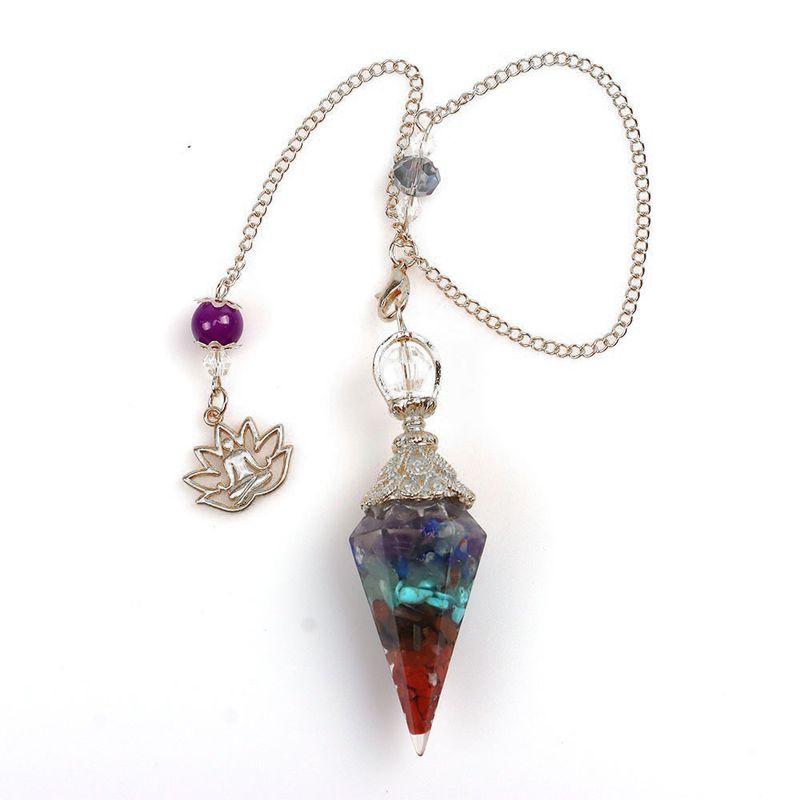 7-teiliges Set mit sechseckigen Kegelanhängern aus natürlichem Achatkristall – 2,5 Zoll buntes Kiesharz mit goldenen Akzenten für Yoga, Meditation und Chakra-Ausgleich_voghion.com