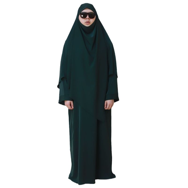 Verve Vêtements traditionnels Grande taille 2025 Abaya ethnique deux pièces de couleur unie_voghion.com
