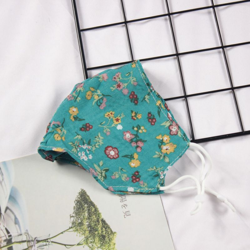 Klein vers bloemenpatroon Dubbellaags ademend verstelbaar stofmasker voor vrouwen_voghion.com