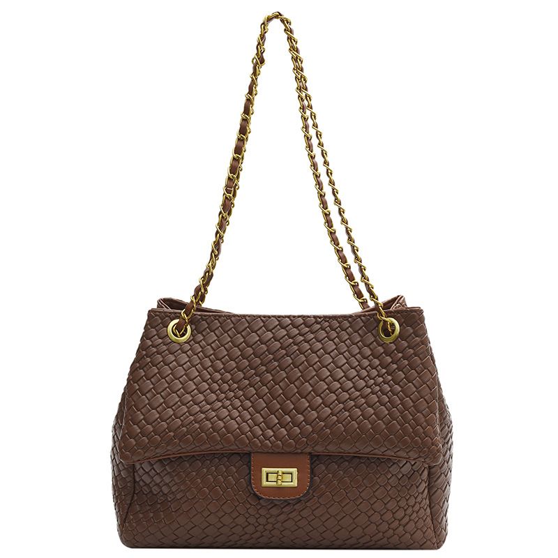 Borsa da donna alla moda, elegante, casual, alla moda, con tracolla, grande capacità, in tessuto intrecciato_voghion.com