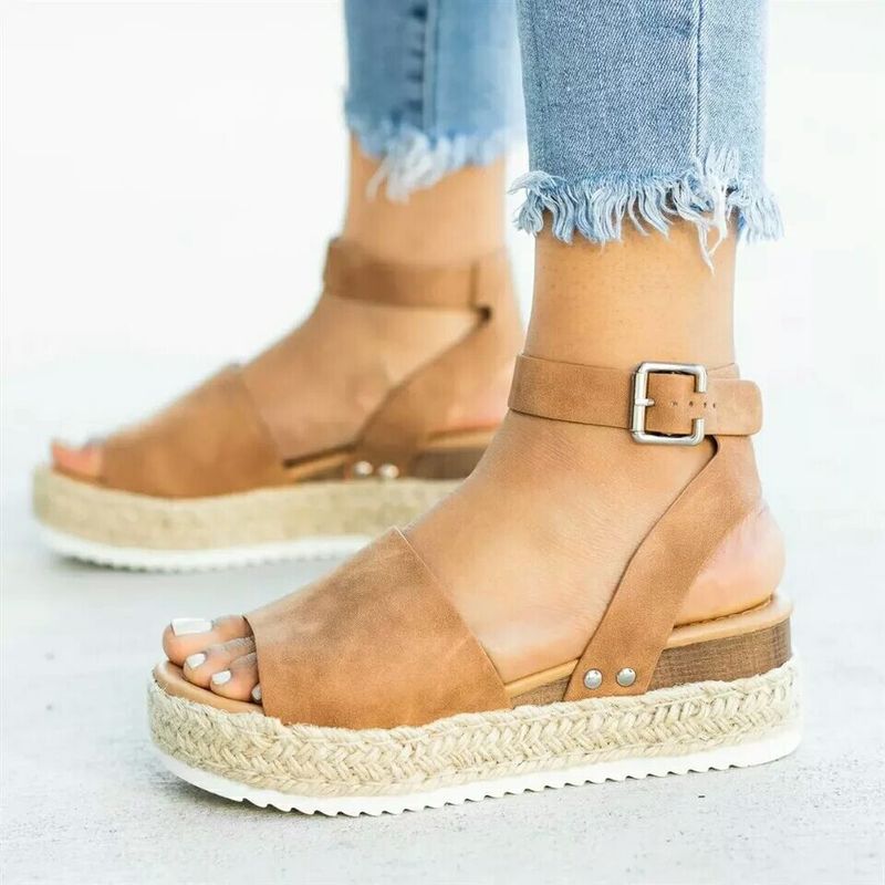 Spring/Summer 2025 Large Rope Matsuke Thick Sole Buckle Flat Bottom Women's Sandals_voghion.com