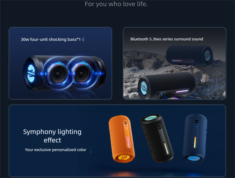 Wanyinba M6 Bluetooth 30W Power Super Bass Outdoor Large Volume High-Quality Portable Speaker_voghion.com