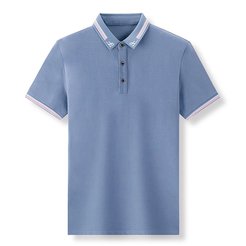 Camicia T-shirt da uomo con risvolto semplice e ampio, estiva, microelastica, maniche corte, casual POLO_voghion.com