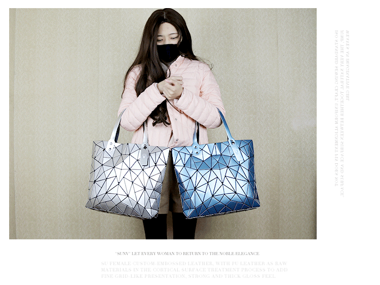 nuovo diamante geometrico PU lucido borsa di grande capacità Borsa a tracolla pieghevole versatile da donna_voghion.com