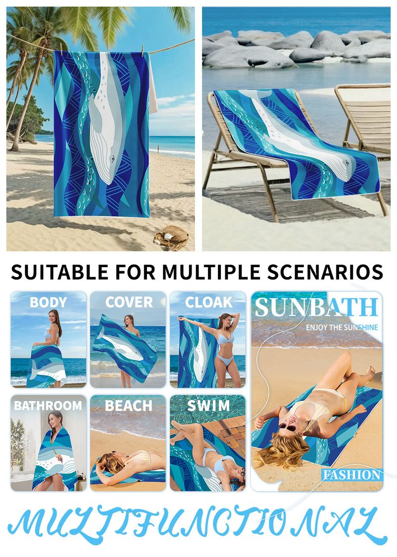 Printed Beach Towel - Double-Sided Flannel & Ultra-Soft Microfiber (Quick-Dry Super Absorbent Perfect For Swimming & Vacation)_voghion.com