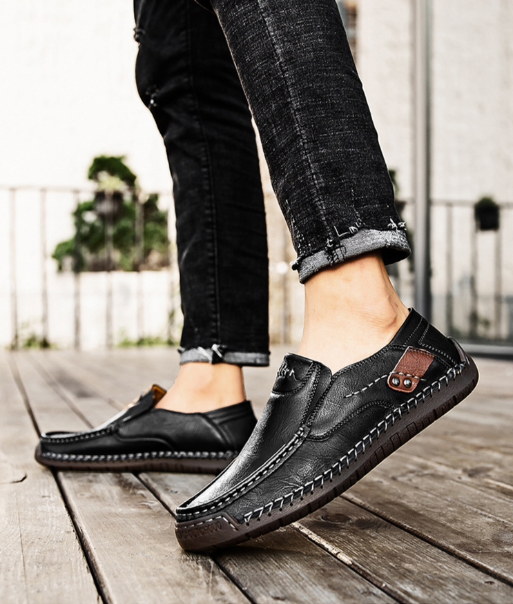 scarpe da uomo casual da esterno con suola piatta da un piede fatte a mano, scarpe basse primaverili di grandi dimensioni in pelle di mucca Lefu_voghion.com
