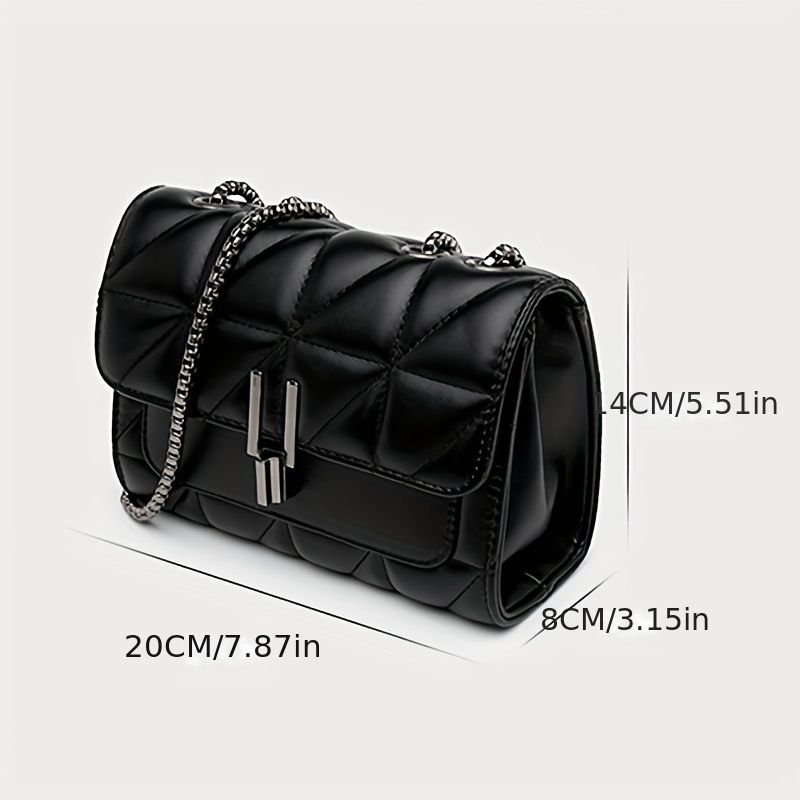 Elegant Women's Shoulder Bag, Quilted PU Leather, Small Chic Crossbody Bag With Chain Strap, Simple Unique Underarm Fashion Purse_voghion.com