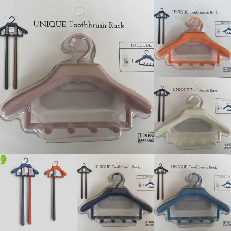 2024 Creative Hanger Type Toothbrush Toothpaste Dispenser Wall Mount Stand Tooth Brush Beard Shaver Holder Bathroom_voghion.com