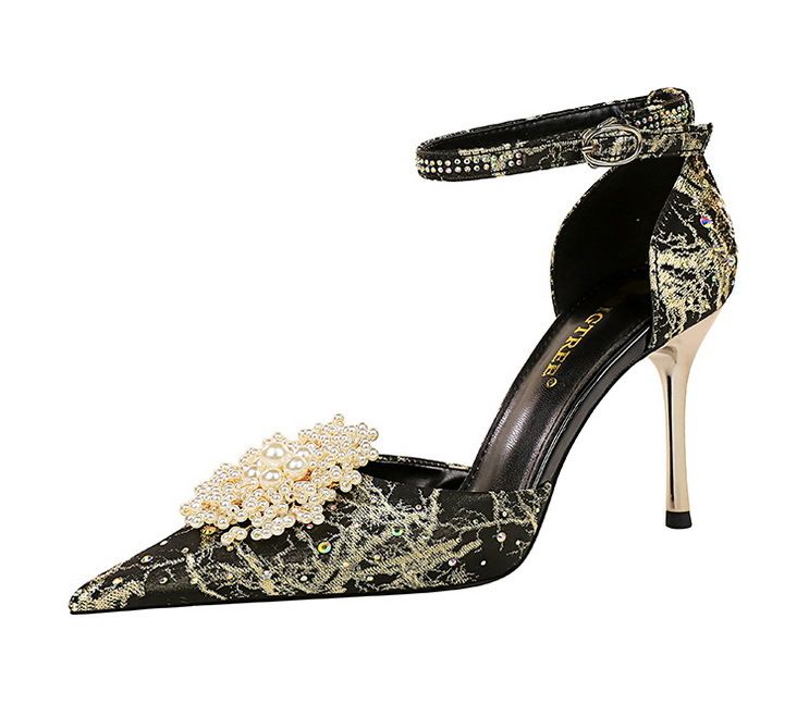 286-7 style banquet heel shallow mouth hollow slot with pointed rhinestone pearl flower sandals high heels_voghion.com