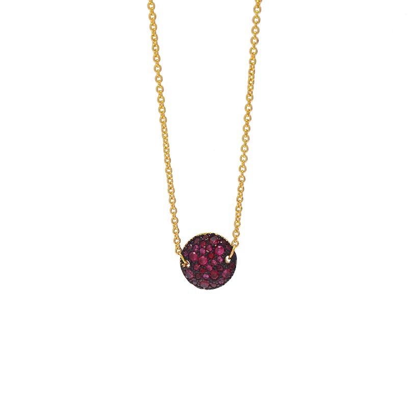 Collier court en diamant rond pour femme, bijou de style médiéval, style luxueux, pierres précieuses, couleur magnifique, style champignon, style rétro simple_voghion.com