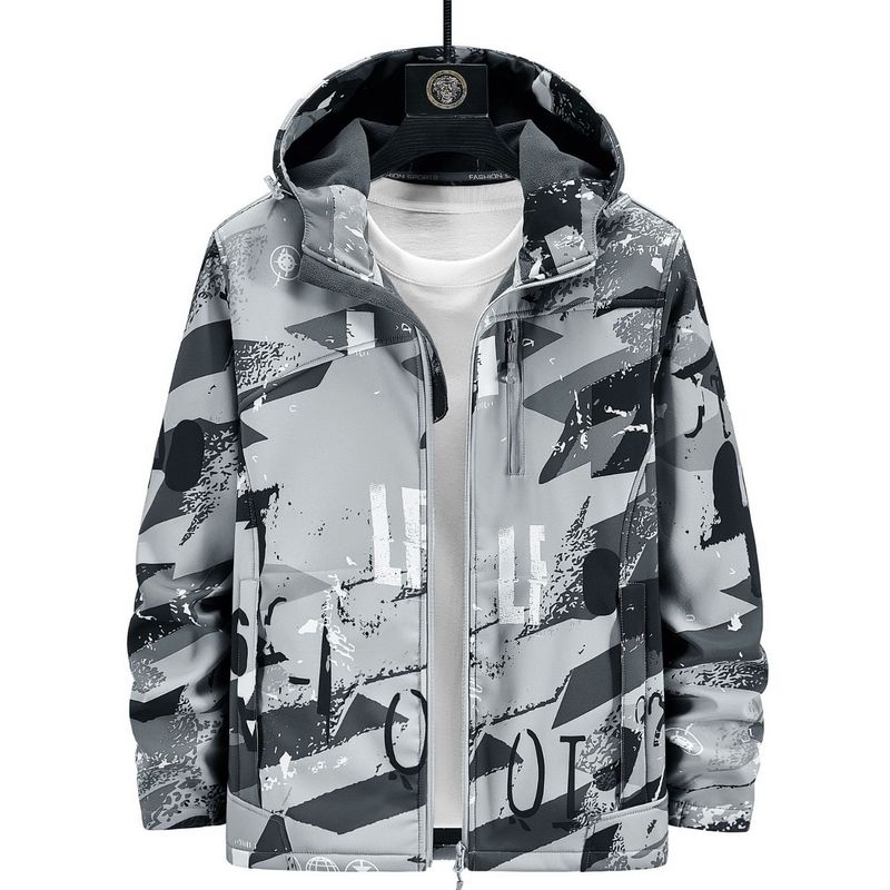 2024 New Outdoor Single Layer Soft Shell Jacket Plus Size Couples Camouflage Waterproof Windproof Coat_voghion.com