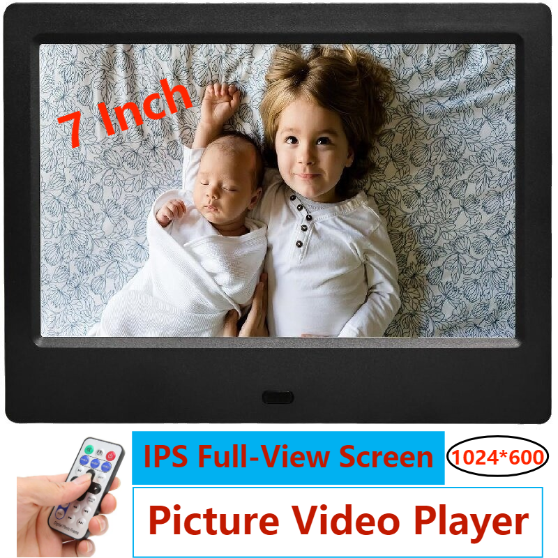 7 Inch Digital Picture HD IPS Display Plug In USB Or SD Electronic Photo Frame, With Remote Control, Video Music Photo_voghion.com
