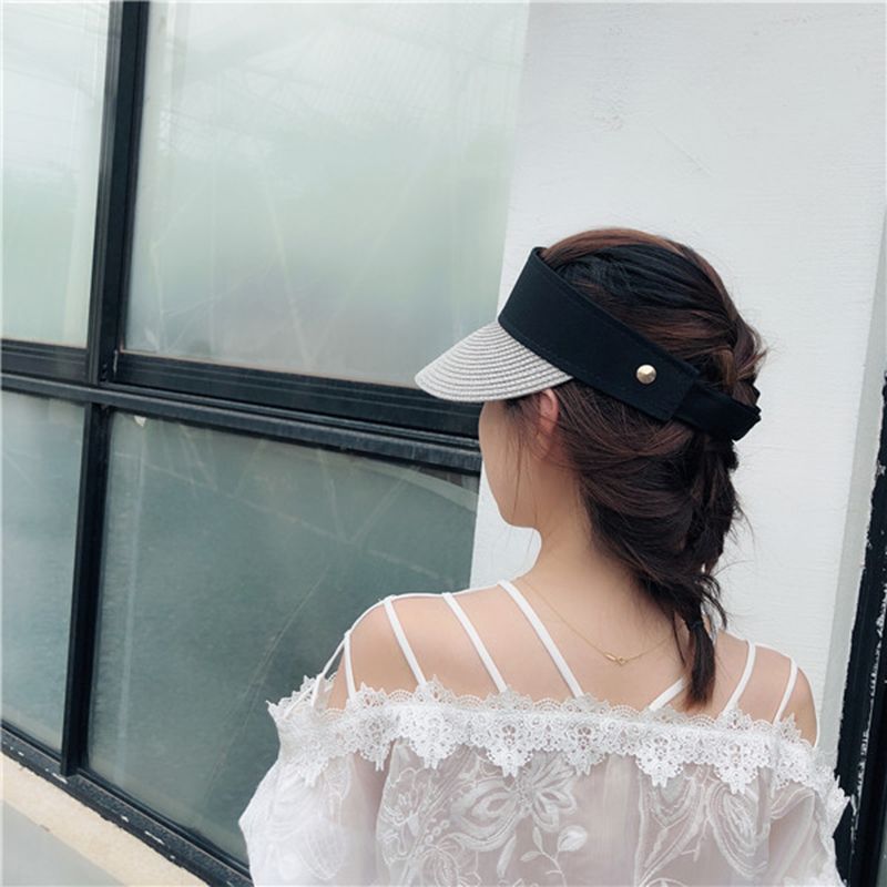 Cappelli estivi da donna, moda 2024, con visiera pieghevole, con parte superiore vuota, per esterni, da spiaggia e mare, a tesa larga, regolabili._voghion.com