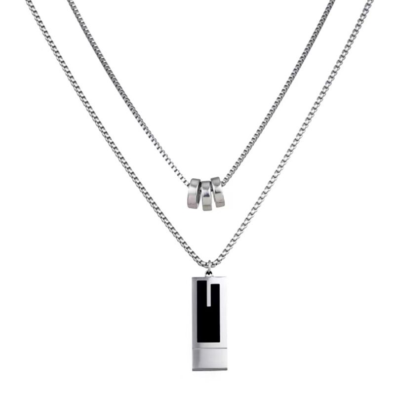 Collana con tre anelli a strati, design di nicchia, in acciaio al titanio, resistente alla luce, per maglione autunnale e invernale, coppia, ciondolo_voghion.com