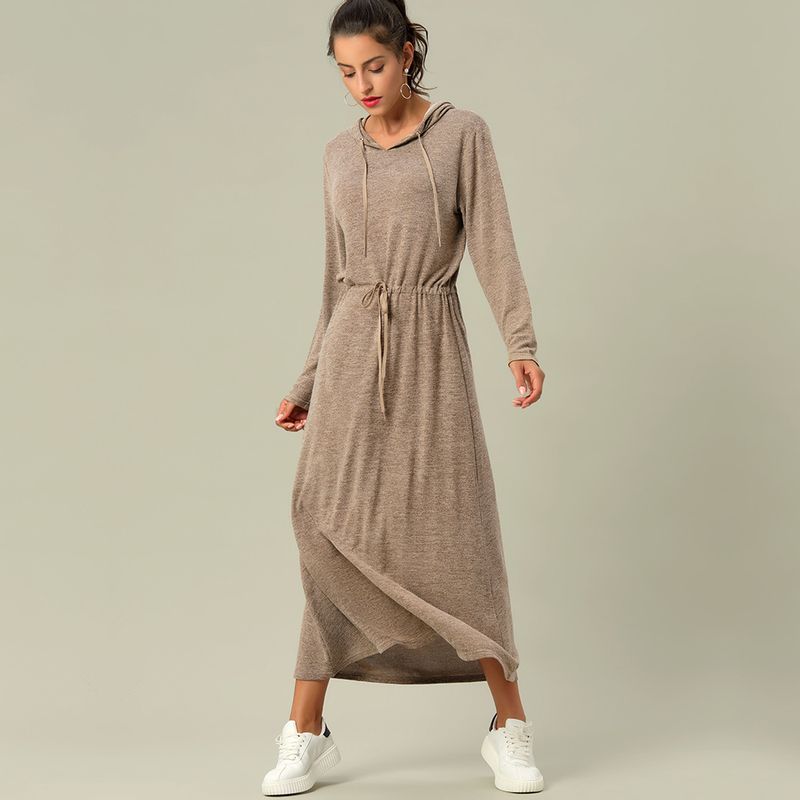 Gestricktes muslimisches langes Damen-Sanitärkleid, Kleid mit Kapuze_voghion.com