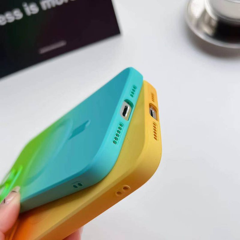 Liquid Gradient Dual Color Magnetic Suction Suitable For IPhone 16 Promax With Built-in Lens Film Iphone 15 Phone Case 14_voghion.com