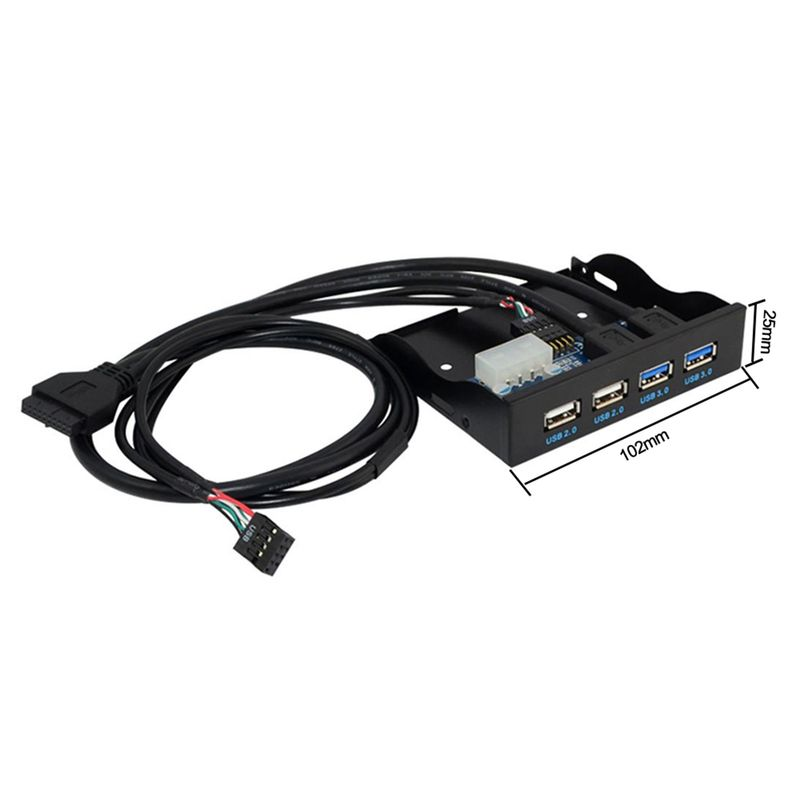 3.5inch USB 3.0 2.0 19/9PIN Floppy Drive Bay 4-Hub Front Panel for Desktop PC_voghion.com