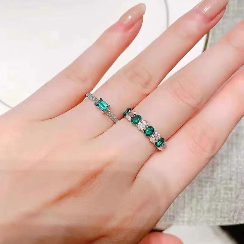 Live New Niche Design Emerald Row Diamond For Women, Light Luxury High-end Fresh Versatile Ring_voghion.com