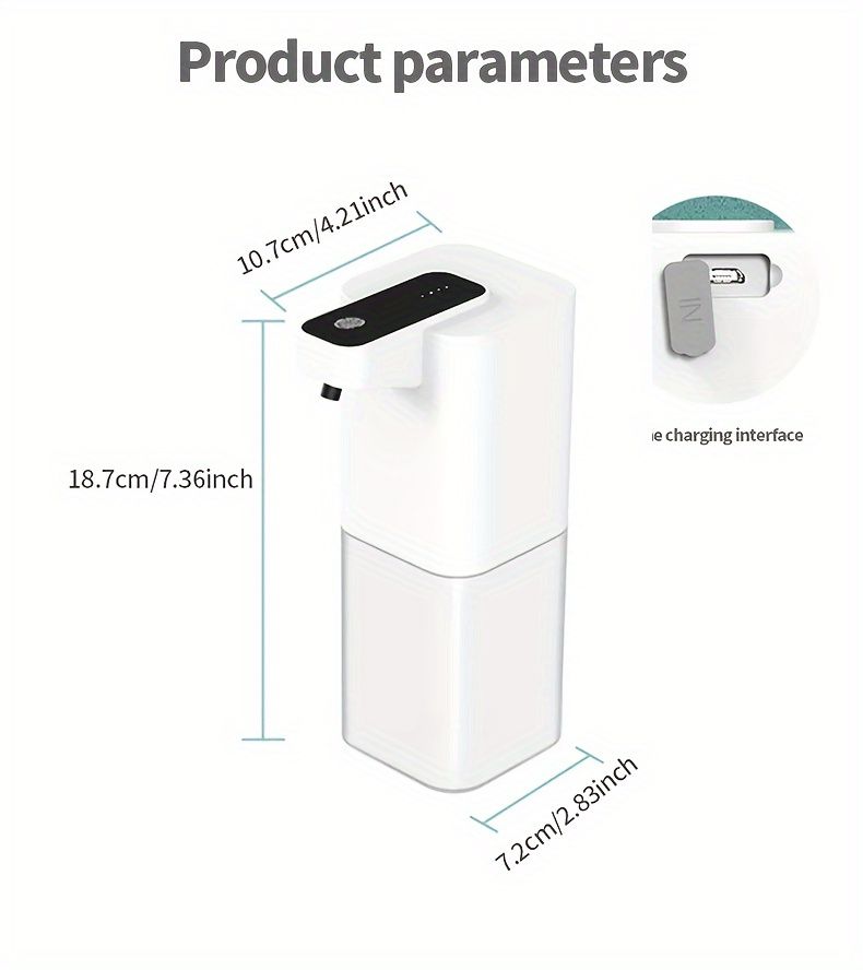 USB Rechargeable Touchless Foaming Hand Soap Dispenser - Sleek White & Blue, Easy-to-Use, Mercury-Free Plastic_voghion.com