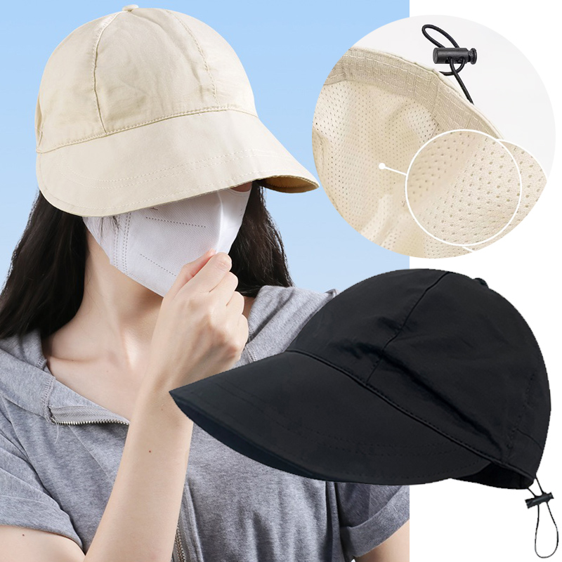 Fisherman Cap Sun Hat Portable Foldable Wide Brim Sun Protection Hats Summer Quick-drying Visors Adjustable Drawstring_voghion.com