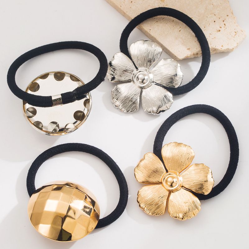 Minimalist Design Metal Tie Geometric Round Flower Cold Ponytail Rope Multifunctional Minimalist Hair Accessories_voghion.com