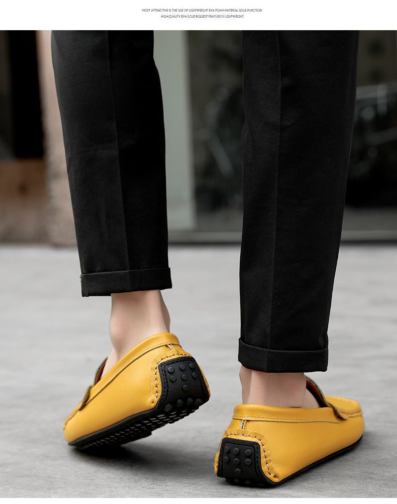 New Genuine Leather Bean for Men's Casual Driving with Soft Sole, Fashionable Fit, and Versatile Lazy Shoes in Large_voghion.com