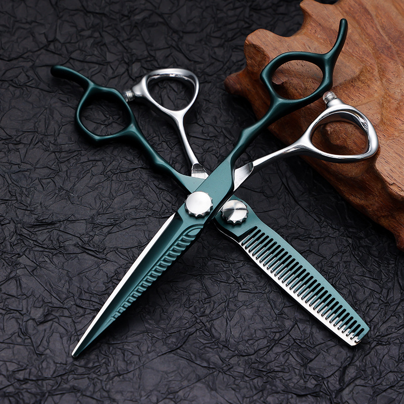 CNC salão de 6 polegadas, cabeleireiro profissional, cortadores de dentes planos, conjunto de tesouras de desbaste, cortadores de cabelo_voghion.com