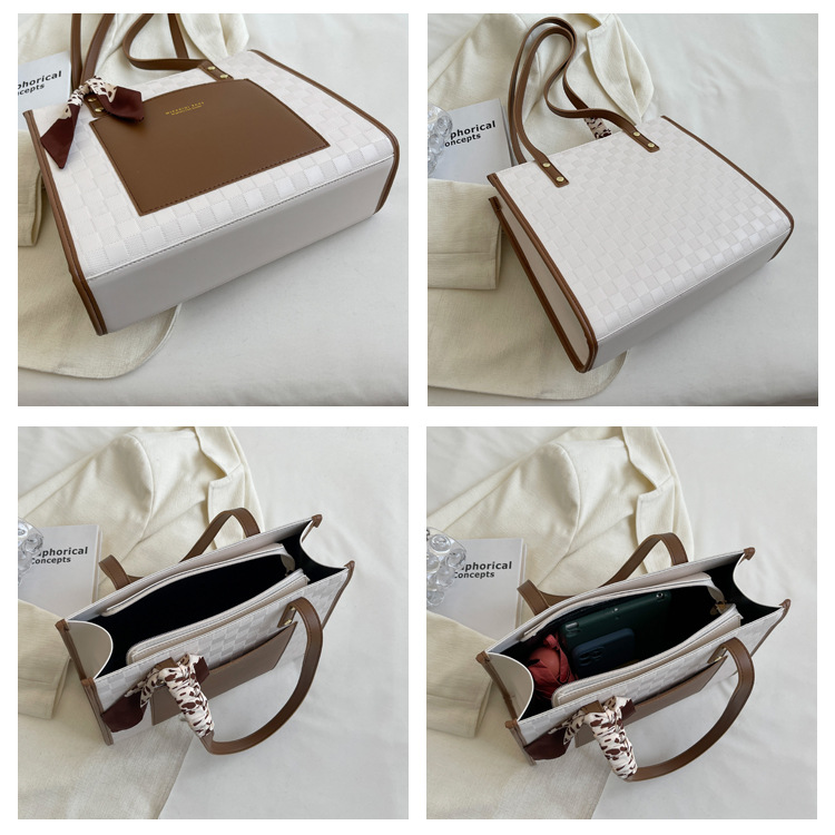 2025 New Trendy Hot Tote Women's Large Capacity Office Commuter Textured Shoulder Bag_voghion.com