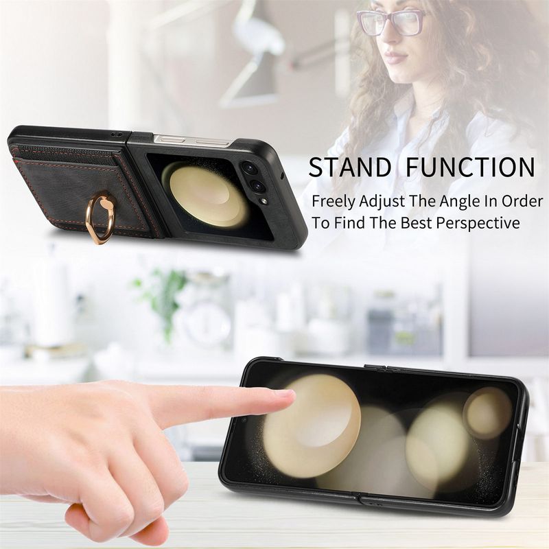 For Samsung Z Flip 6 phone case all-inclusive card ring holder Galaxy zflip5 case_voghion.com